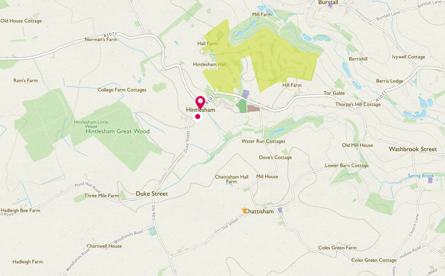 Map of Hintlesham & Chattisham in Suffolk
